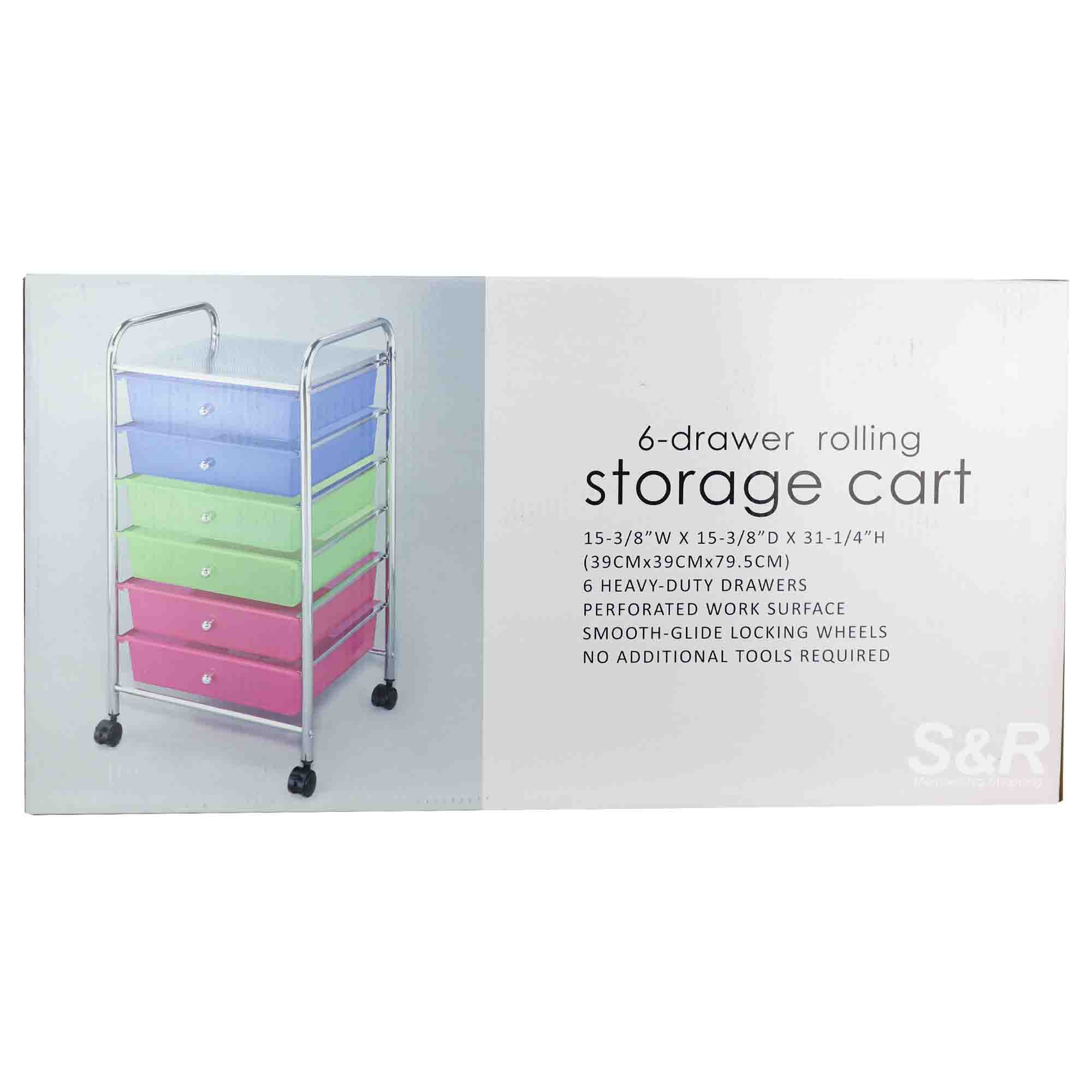 S&R 6-Drawer Rolling Storage Cart 1pc